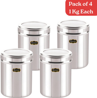 SOMWARE Stainless Steel Utility Container  - 1 kg(Pack of 4, Silver)