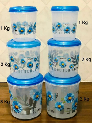 uma khodal Plastic Grocery Container  - 1 L, 2 L, 3 L(Pack of 6, Blue)