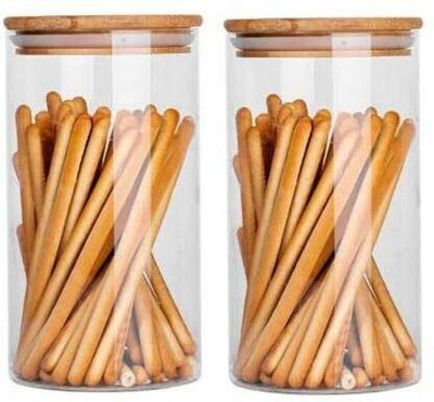 VLKMK Glass Grocery Container  - 1050 ml(Pack of 2, Clear)