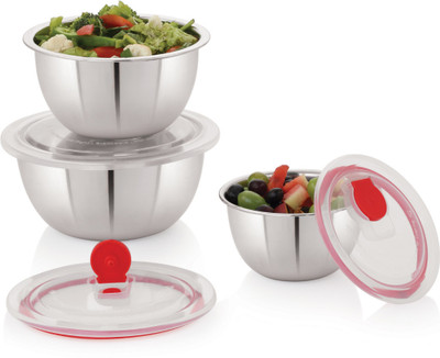 iVBOX Stainless Steel Fridge Container  - 450 ml, 900 ml, 1200 ml(Pack of 3, Silver)