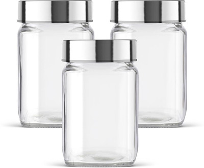 AAnami Glass Grocery Container  - 300 ml(Pack of 3, Transparent)