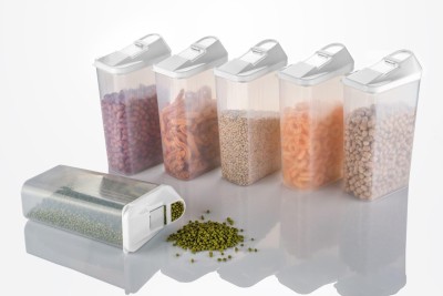 UNIBRITE Plastic Cereal Dispenser  - 1100 ml(Pack of 6, Clear)