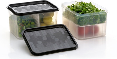 AARVI Plastic Fridge Container  - 2300 ml(Pack of 2, Black)
