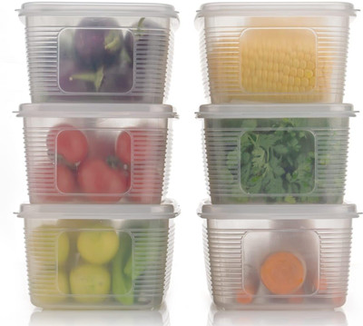 Finner Plastic Fridge Container  - 1800 ml(Pack of 6, White)