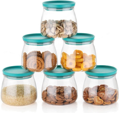 Craftbin Plastic Grocery Container  - 800 ml(Pack of 6, Blue, Clear)