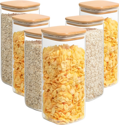 GRACIOUS MART Glass Grocery Container  - 420 ml(Pack of 6, Transparent)