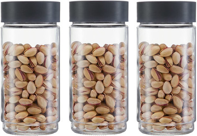 AK HUB Glass Grocery Container  - 2000 ml(Pack of 3, Grey)