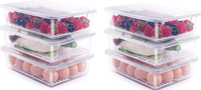 3D METRO SUPER STORE Plastic Fridge Container  - 1500 ml(Pack of 6, Clear)