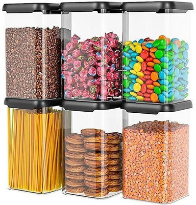 RDKITCHENWERE Plastic Grocery Container  - 1100 ml(Pack of 12, Black)