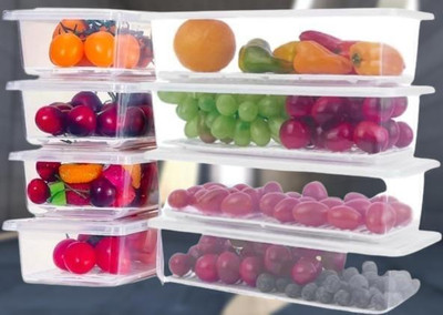 jade-x Plastic Fridge Container  - 1500 ml(Pack of 8, White)