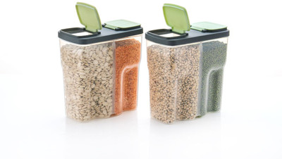 Somnath India Plastic Grocery Container  - 2500 ml(Pack of 2, Green)