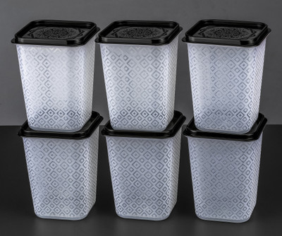 COZYBUYER Plastic Grocery Container  - 1100 ml(Pack of 6, Black)