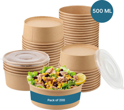 Kaagat Paper Utility Container  - 500 ml(Pack of 200, Brown)