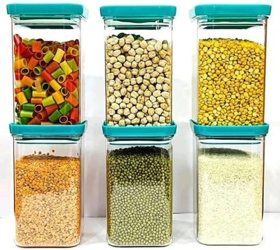 SARAZA Plastic Grocery Container  - 1100 ml(Pack of 6, Green)