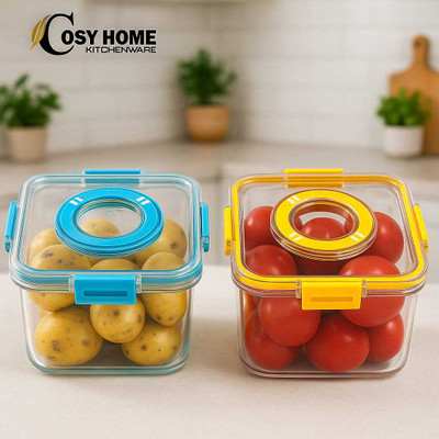 Cosy Home Make It Easy Plastic Fridge Container  - 1400 ml(Pack of 2, Multicolor)