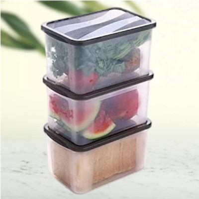 ADMONITION Plastic Bread Container  - 2000 ml(Pack of 3, Black, White)