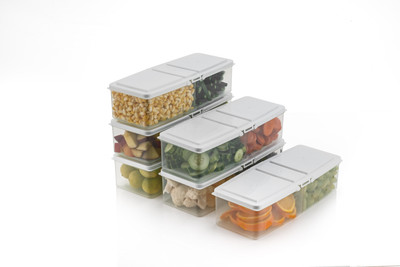 KLARIS Plastic Fridge Container  - 1000 ml(Pack of 6, White)