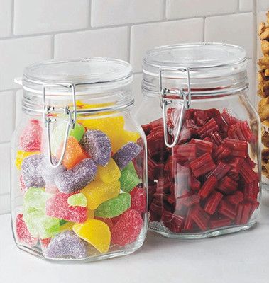 GOOD TO GREAT CREATION Glass Grocery Container  - 1200 ml(Pack of 2, Clear)