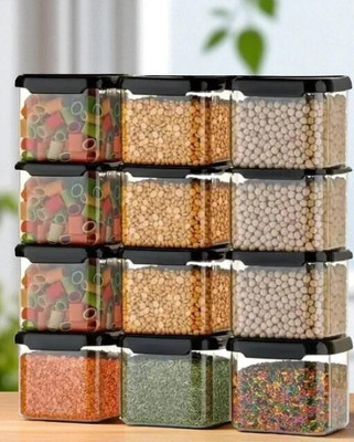 FPBOI Plastic Grocery Container  - 500 ml(Pack of 12, Black)