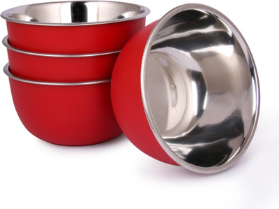 Zaib Steel Fridge Container  - 500 ml(Pack of 4, Red)