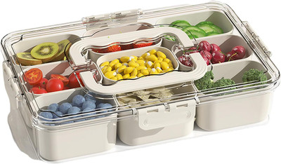 HEEJ Plastic Fridge Container  - 1.1 kg(Clear, Beige)