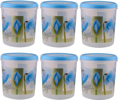 N H Enterprise Plastic Grocery Container  - 10000 ml(Pack of 6, Blue)