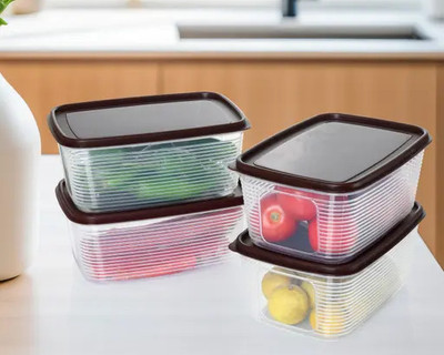 Flipkart SmartBuy Plastic Utility Container  - 1800 ml(Pack of 6, Black)