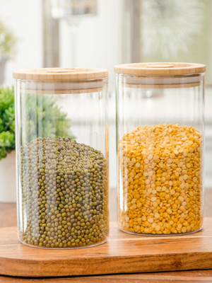 Sophronal Glass Grocery Container  - 950 ml(Pack of 2, Clear)