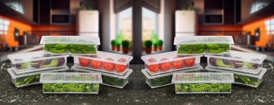 VIX Plastic Fridge Container  - 1500 ml(Pack of 12, Clear)