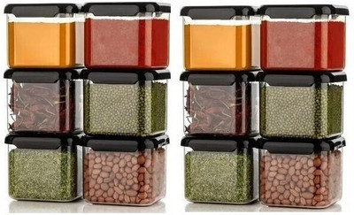 STARDOT Plastic Grocery Container  - 500 ml(Pack of 12, Black)