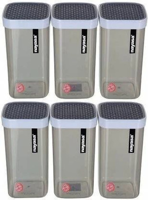 NAYASA Plastic Grocery Container  - 1500 ml(Pack of 6, Grey)