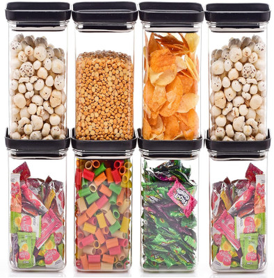 Nestland - Make Your Self a Priority Plastic Fridge Container  - 1500 ml(Pack of 8, Black)