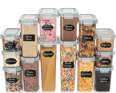 ENTITY Plastic Grocery Container  - 800 ml, 1300 ml, 1500 ml, 2100 ml(Pack of 14, Clear)