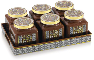 Liza Polypropylene Cookie Jar  - 500 ml(Pack of 6, Brown)