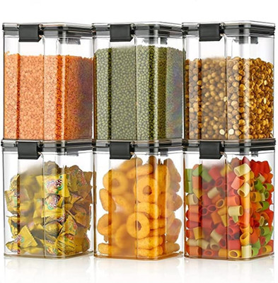 ADMONITION Plastic Grocery Container  - 1100 ml(Pack of 6, White)