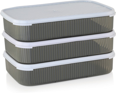 iVBOX Plastic Fridge Container  - 2100 ml(Pack of 3, Grey)