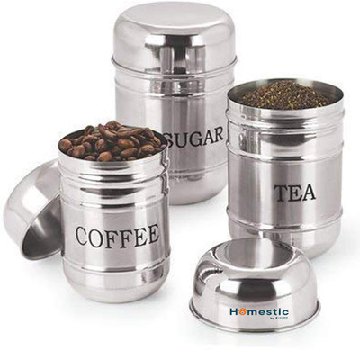 HOMESTIC by Kuber Industries Steel Utility Container  - 500 ml, 300 ml, 200 ml(Pack of 3, Silver)
