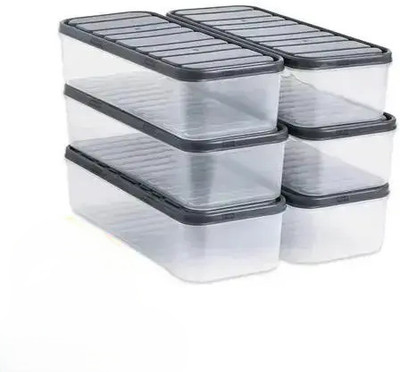 AkgrenzZeyno Plastic Fridge Container  - 1200 ml(Pack of 6, Transparent)