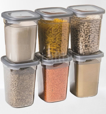 Craftbin Plastic Grocery Container  - 900 ml(Pack of 6, Grey)