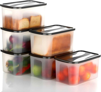 blueaprol Plastic Fridge Container  - 2000 ml(Pack of 6, Black)