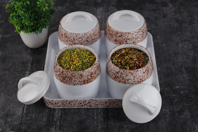 Flipkart SmartBuy Plastic Grocery Container  - 500 ml(Pack of 4, Brown)