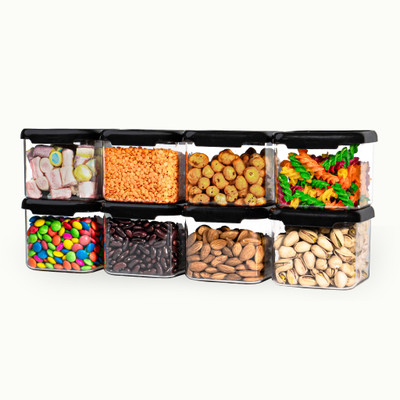TEX-RO Polypropylene Grocery Container  - 500 ml(Pack of 8, Black)