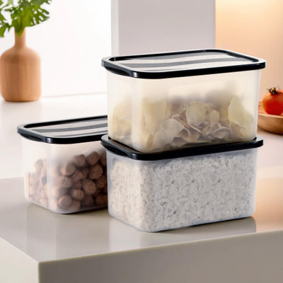 KUBER INDUSTRIES Plastic Utility Container  - 4 L(Pack of 3, Black)