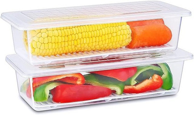 NRN Plastic Fridge Container  - 1100 ml(Pack of 6, Clear)