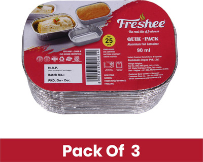 Freshee Aluminium Utility Container  - 90 ml(Pack of 3, Silver)