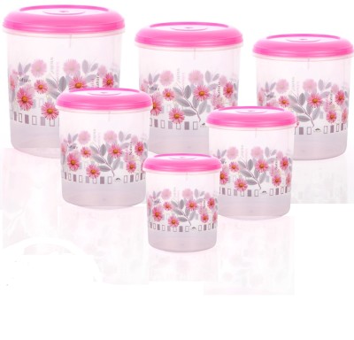 uma khodal Plastic Grocery Container  - 1000 ml, 2000 ml, 3000 ml, 6000 ml, 8000 ml, 12000 ml(Pack of 6, Pink)