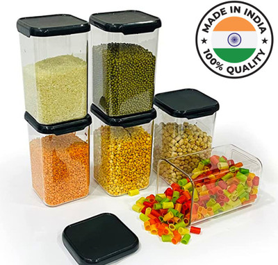 kichpro Plastic Grocery Container  - 1100 ml(Pack of 6, Multicolor)