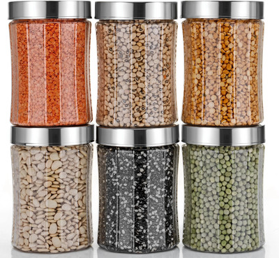 Raghuandan Plastic Grocery Container  - 1200 ml(Pack of 6, Clear)