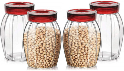 Avastro Glass Tea Coffee & Sugar Container  - 2000 ml(Pack of 4, Clear)