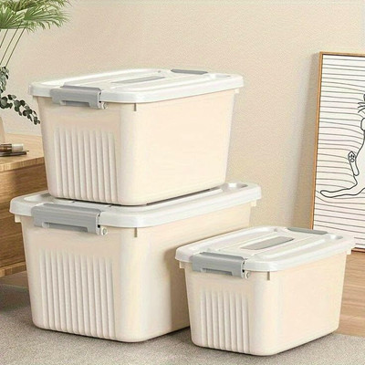 Prefact Plastic Grocery Container  - 11 kg(Pack of 3, Off White)